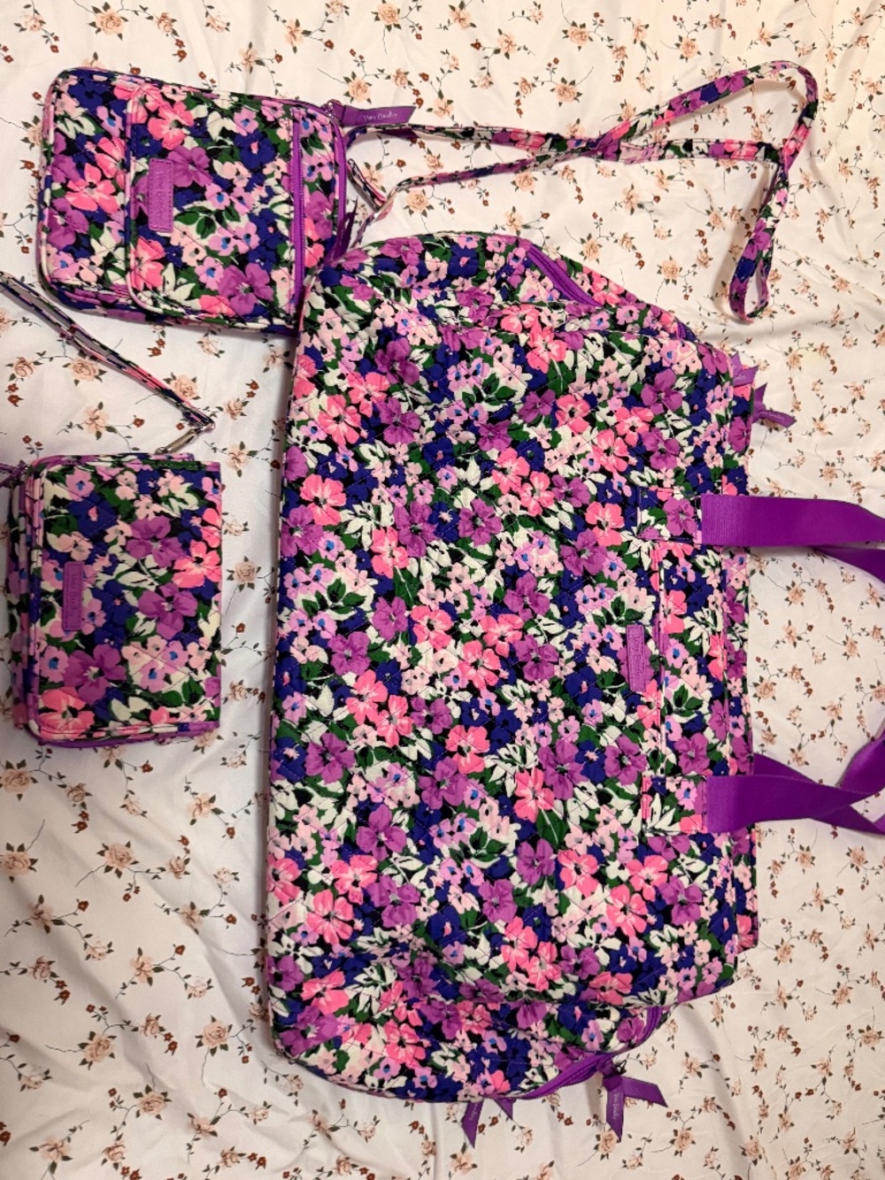 Vera Bradley 3-Piece Matching Set – Laptop Tote, Crossbody Organizer & Wallet